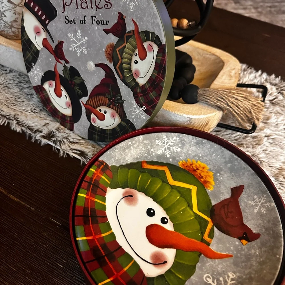 Snowman Dessert Plates Set of Four